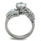 TK1533 - High polished (no plating) Stainless Steel Ring with AAA Grade CZ  in Clear-2