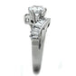 TK1533 - High polished (no plating) Stainless Steel Ring with AAA Grade CZ  in Clear-3