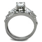 TK1535 - High polished (no plating) Stainless Steel Ring with AAA Grade CZ  in Clear-2