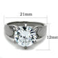 TK1536 - High polished (no plating) Stainless Steel Ring with AAA Grade CZ  in Clear-1