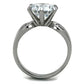TK1536 - High polished (no plating) Stainless Steel Ring with AAA Grade CZ  in Clear-2