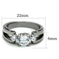 TK1537 - High polished (no plating) Stainless Steel Ring with AAA Grade CZ  in Clear-1
