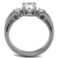TK1537 - High polished (no plating) Stainless Steel Ring with AAA Grade CZ  in Clear-2