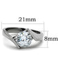 TK1538 - High polished (no plating) Stainless Steel Ring with AAA Grade CZ  in Clear-1