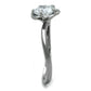 TK1540 - High polished (no plating) Stainless Steel Ring with AAA Grade CZ  in Clear-3