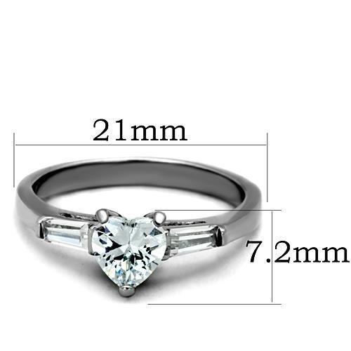 TK1541 - High polished (no plating) Stainless Steel Ring with AAA Grade CZ  in Clear-1