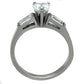 TK1541 - High polished (no plating) Stainless Steel Ring with AAA Grade CZ  in Clear-2