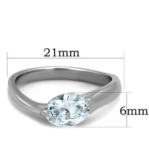 TK1542 - High polished (no plating) Stainless Steel Ring with AAA Grade CZ  in Clear-1