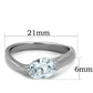 TK1542 - High polished (no plating) Stainless Steel Ring with AAA Grade CZ  in Clear-1