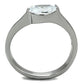 TK1542 - High polished (no plating) Stainless Steel Ring with AAA Grade CZ  in Clear-2