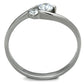 TK1544 - High polished (no plating) Stainless Steel Ring with AAA Grade CZ  in Clear-2