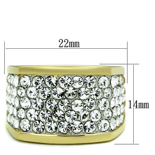 TK1545 - Two-Tone IP Gold (Ion Plating) Stainless Steel Ring with Top Grade Crystal  in Clear-1