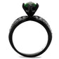 TK1548J - IP Black(Ion Plating) Stainless Steel Ring with Synthetic Synthetic Glass in Emerald-2