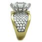 TK1548 - Two-Tone IP Gold (Ion Plating) Stainless Steel Ring with AAA Grade CZ  in Clear-3