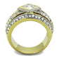 TK1551 - Two-Tone IP Gold (Ion Plating) Stainless Steel Ring with AAA Grade CZ  in Clear-2