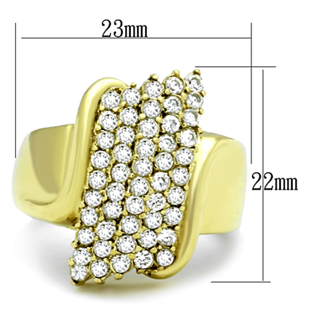 TK1554 - IP Gold(Ion Plating) Stainless Steel Ring with AAA Grade CZ  in Clear-1