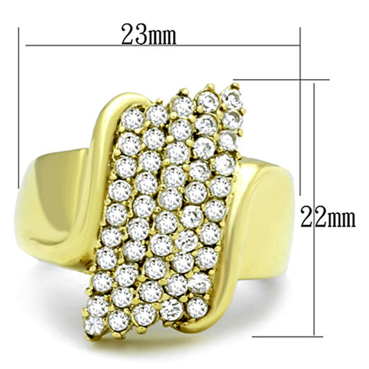 TK1554 - IP Gold(Ion Plating) Stainless Steel Ring with AAA Grade CZ  in Clear-1