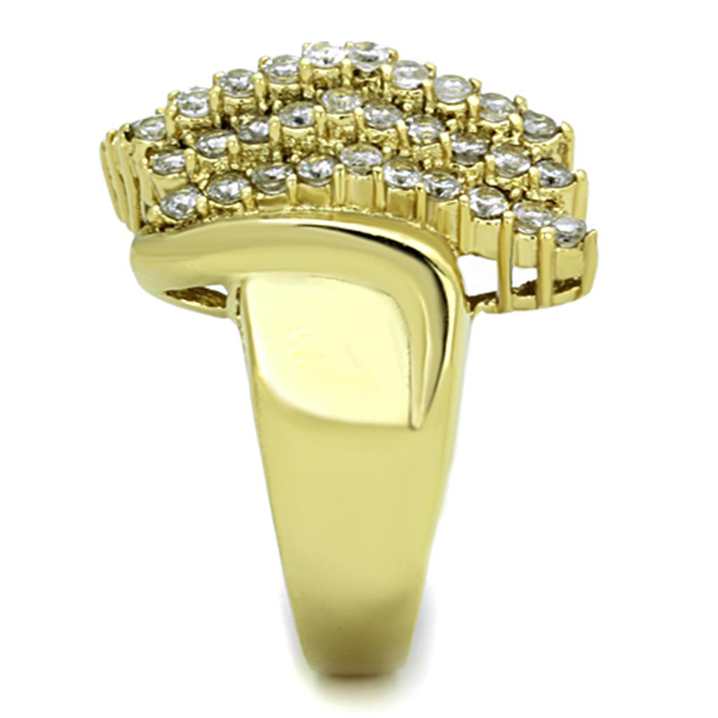 TK1554 - IP Gold(Ion Plating) Stainless Steel Ring with AAA Grade CZ  in Clear-3