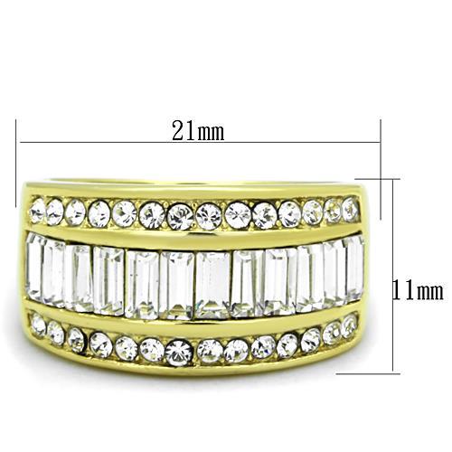 TK1561 - IP Gold(Ion Plating) Stainless Steel Ring with Top Grade Crystal  in Clear-1