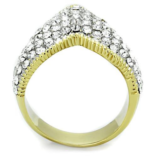 TK1562 - Two-Tone IP Gold (Ion Plating) Stainless Steel Ring with Top Grade Crystal  in Clear-2