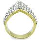 TK1562 - Two-Tone IP Gold (Ion Plating) Stainless Steel Ring with Top Grade Crystal  in Clear-2