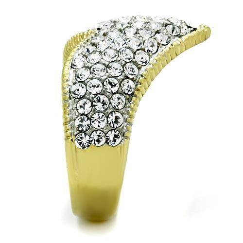 TK1562 - Two-Tone IP Gold (Ion Plating) Stainless Steel Ring with Top Grade Crystal  in Clear-3