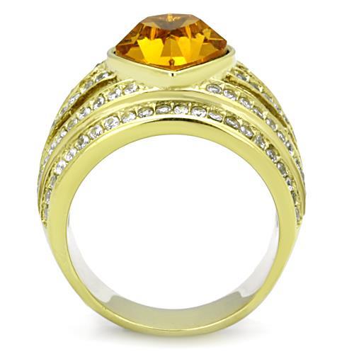 TK1563 - IP Gold(Ion Plating) Stainless Steel Ring with Top Grade Crystal  in Topaz-2