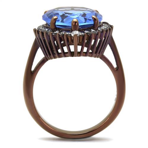 TK1564LC - IP Coffee light Stainless Steel Ring with Top Grade Crystal  in Light Sapphire-2
