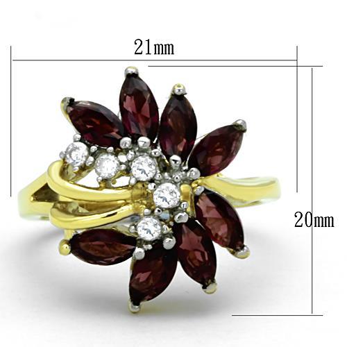 TK1565 - Two-Tone IP Gold (Ion Plating) Stainless Steel Ring with Synthetic Synthetic Glass in Amethyst-1