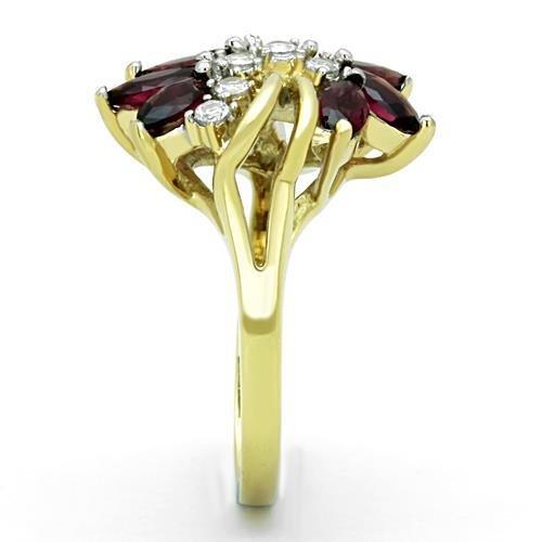 TK1565 - Two-Tone IP Gold (Ion Plating) Stainless Steel Ring with Synthetic Synthetic Glass in Amethyst-3