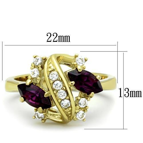TK1567 - IP Gold(Ion Plating) Stainless Steel Ring with Top Grade Crystal  in Amethyst-1