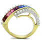 TK1575 - Two-Tone IP Gold (Ion Plating) Stainless Steel Ring with Top Grade Crystal  in Multi Color-2