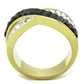 TK1577 - Two-Tone IP Gold (Ion Plating) Stainless Steel Ring with Top Grade Crystal  in Jet-2