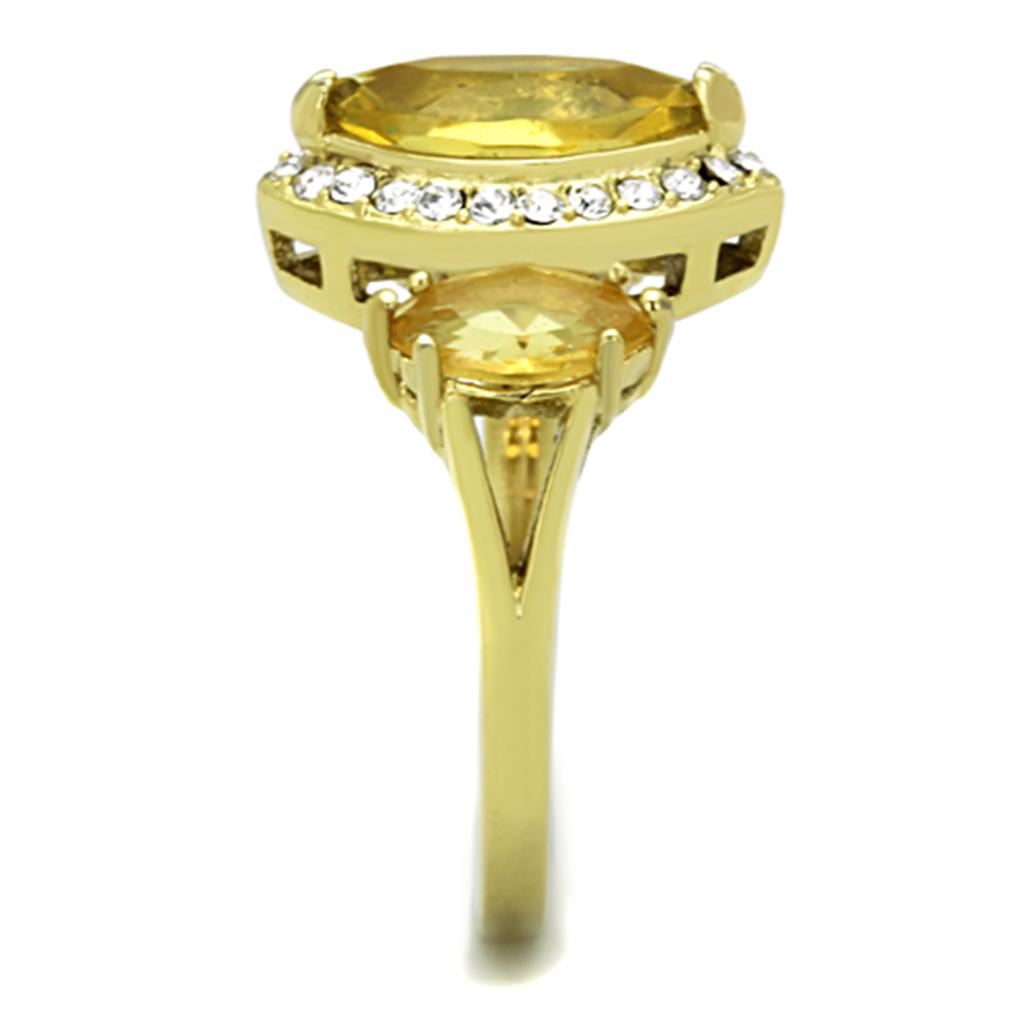TK1578 - IP Gold(Ion Plating) Stainless Steel Ring with Synthetic Synthetic Glass in Topaz-3