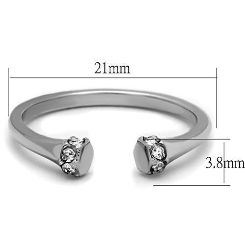 TK1580 - High polished (no plating) Stainless Steel Ring with Top Grade Crystal  in Clear-1