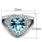 TK1582 - High polished (no plating) Stainless Steel Ring with Top Grade Crystal  in Sea Blue-1