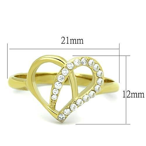 TK1586 - IP Gold(Ion Plating) Stainless Steel Ring with AAA Grade CZ  in Clear-1