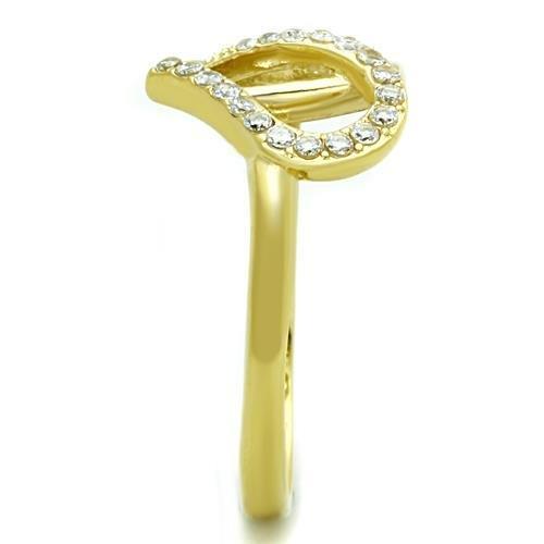TK1586 - IP Gold(Ion Plating) Stainless Steel Ring with AAA Grade CZ  in Clear-3