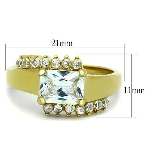 TK1588 - IP Gold(Ion Plating) Stainless Steel Ring with AAA Grade CZ  in Clear-1