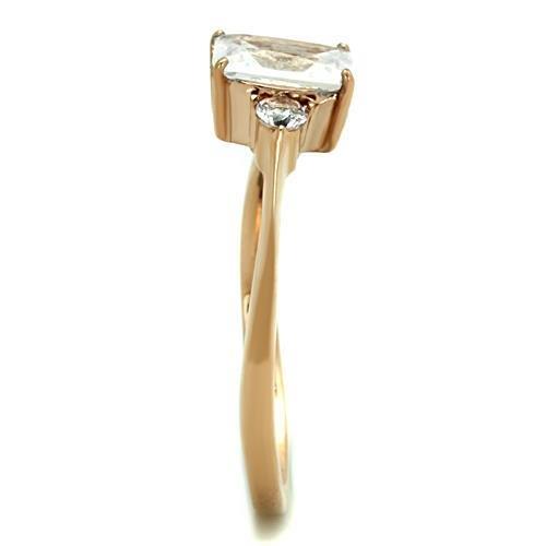 TK1589 - IP Rose Gold(Ion Plating) Stainless Steel Ring with AAA Grade CZ  in Clear-3