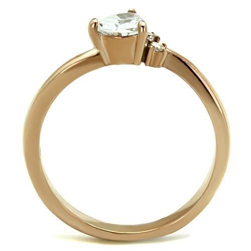 TK1591 - IP Rose Gold(Ion Plating) Stainless Steel Ring with AAA Grade CZ  in Clear-2