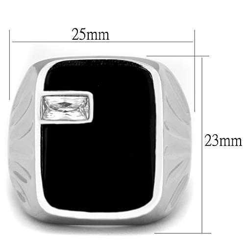 TK1598 - High polished (no plating) Stainless Steel Ring with AAA Grade CZ  in Clear-1