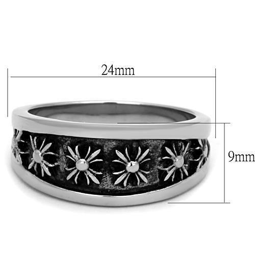 TK1603 - High polished (no plating) Stainless Steel Ring with Epoxy  in Jet-1