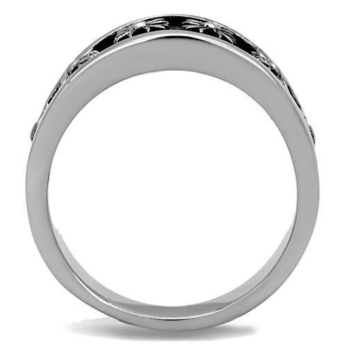 TK1603 - High polished (no plating) Stainless Steel Ring with Epoxy  in Jet-2