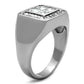 TK1608 - High polished (no plating) Stainless Steel Ring with AAA Grade CZ  in Clear-3