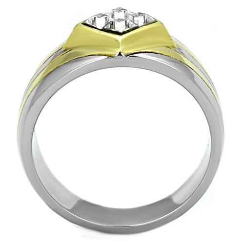 TK1610 - Two-Tone IP Gold (Ion Plating) Stainless Steel Ring with Top Grade Crystal  in Clear-2