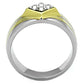 TK1610 - Two-Tone IP Gold (Ion Plating) Stainless Steel Ring with Top Grade Crystal  in Clear-2