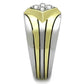 TK1610 - Two-Tone IP Gold (Ion Plating) Stainless Steel Ring with Top Grade Crystal  in Clear-3