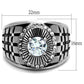 TK1614 - High polished (no plating) Stainless Steel Ring with AAA Grade CZ  in Clear-1