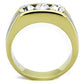 TK1615 - Two-Tone IP Gold (Ion Plating) Stainless Steel Ring with Top Grade Crystal  in Clear-2